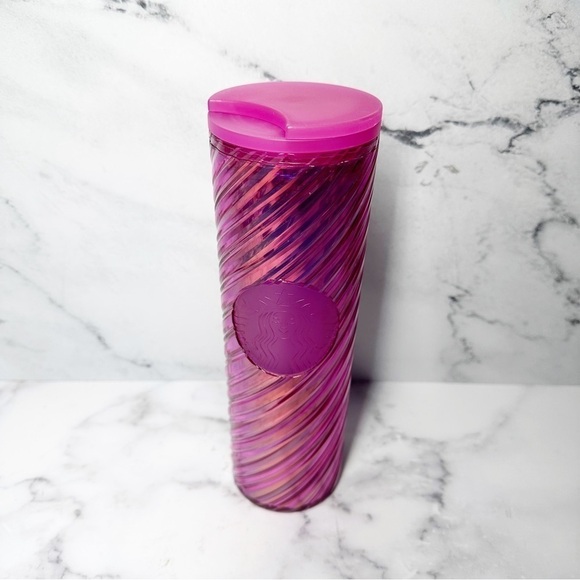 Starbucks Holiday 2022 Winter Pink Iridescent Unicorn Swirl Twist Top Tumbler - Picture 2 of 6